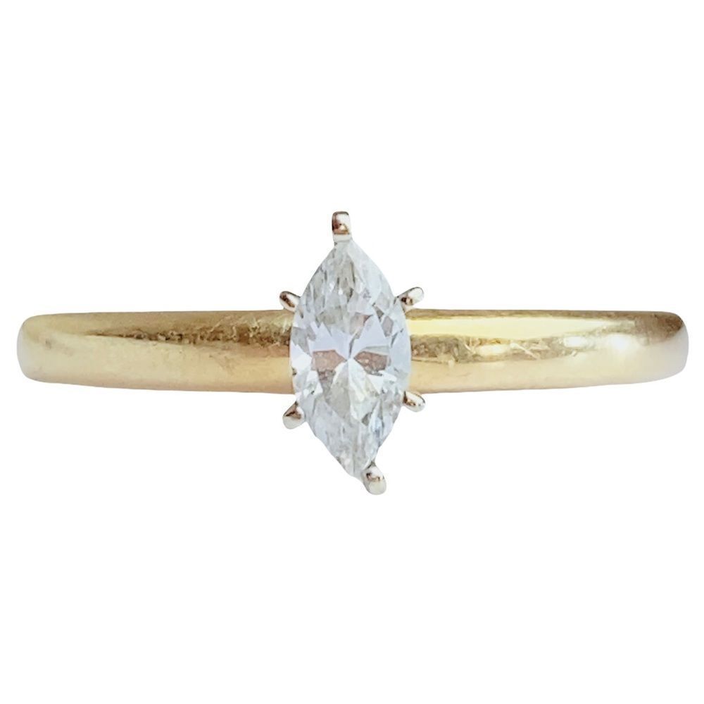 14k 14kt Marquise Cut Diamonique Cubic Zirconia Yellow Gold Ring Sz 8.75